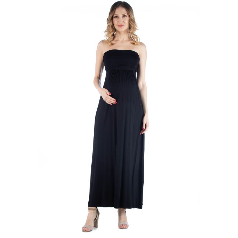 24seven Comfort Apparel Sleeveless Empire Waist Maternity Maxi Dress, 1 of 5