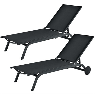 Tangkula Outdoor Aluminum Chaise Lounge Recliner Chair with Adjustable Backrest