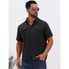 INSPIRE CHIC Men's Solid Short Sleeve Button Down Chest Pockets Linen Shirt - 4 of 4