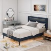 Queen Size Bed frame with LED Bedside Induction Light, Wrapped in Linen, Bedside Atmosphere Light, Anti Slip and Noise Free, Easy to Assemble - 4 of 4