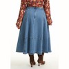 June + Vie by Roaman's Women's Plus Size Fit-And-Flare Denim Midi Skirt - 3 of 4