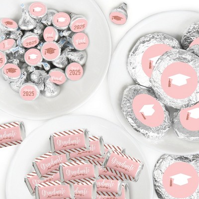 Big Dot of Happiness Rose Gold Grad - 2025 Graduation Party Candy Favor Sticker Kit - 304 Pieces