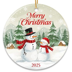 Snowman Christmas Ornament 2025 - Merry Christmas Dated 2025 Ornaments for Tree, Beautiful Snowman Gifts for Family - 1 of 4