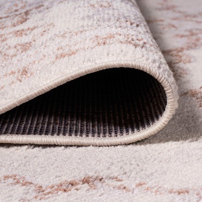 Alhambra Red and Cream Synthetic Medallion Area Rug