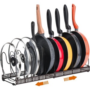 Pots and Pans Organizer Rack for Cabinet and Countertop, 10+ Pot Lids, Bakeware and Cookware Rack Holder - 1 of 4