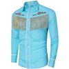 Men's Western Cowboy Fringe Shirt Long Sleeve Rose Embroidered Slim Fit Button Down Shirt - 2 of 4