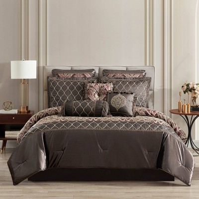 9pc Queen Brackley Comforter Set Brown - Riverbrook Home