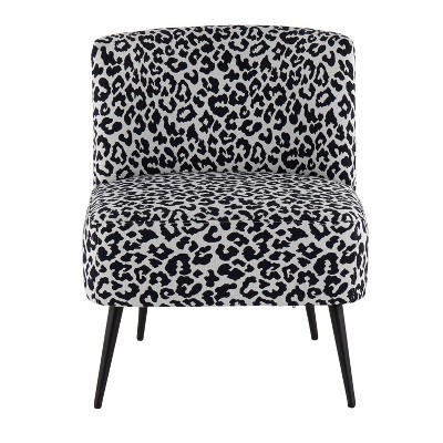 Contemporary Black Slipper Chair with Leopard Fabric