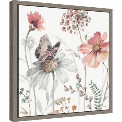 Sylvie Greywash Framed Botanic-Inspired Canvas Wall Art
