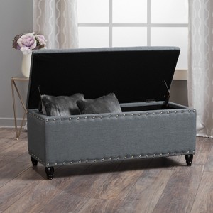 CAVINAS Modern Pull-Open Top Ottoman Bench with Nailhead Accents,Rectangular Storage Ottoman for Living Room - 1 of 4
