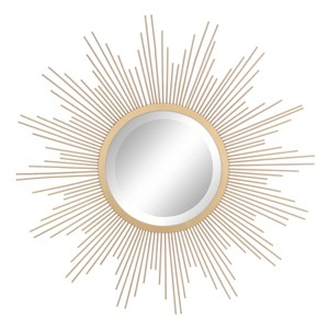 23" Metal Sunburst Wall Mirror Gold - Stonebriar Collection: Antique Finish, Boho Style, Easy to Install - 1 of 4