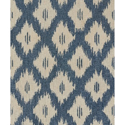 Slate Blue Hand Tufted Wool Ikat Rug, 3'6" x 5'6"