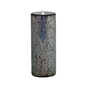 Pacific Accents 3x8 Mirrored Mosaic Flat Top 3D Virtual Flame Candle Gray - 1 of 2