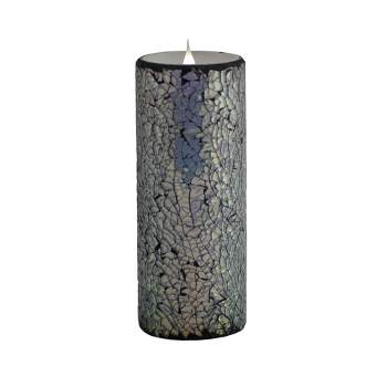 Solare 3x8 Mirrored Mosaic Flat Top 3D Virtual Flame Candle Gray