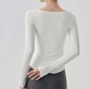 Clotth Women's Yoga Top - Lightweight Long Sleeve with Large Neckline, Slimming and Elegant Women's Top, Pilates Workout Base Layer - 2 of 4