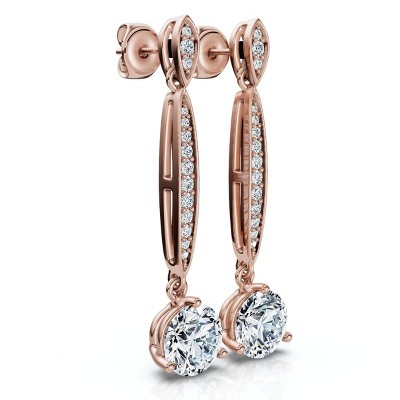Pompeii3 1 5/8Ct Drop Dangle Earrings 14k Gold Lab Created