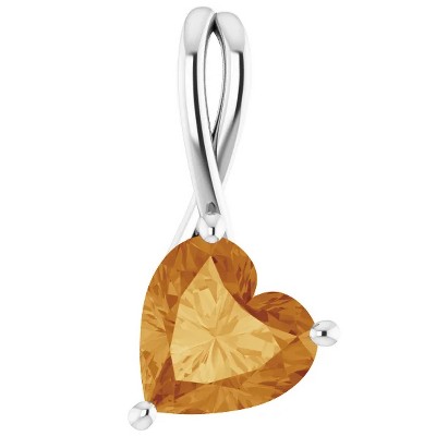 Pompeii3 2ct Citrine  Women's Heart Pendant in 14k Gold Necklace 6mm Tall