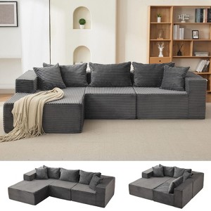 106" Comfy Cloud Sectional Couch with Chaise, L Shaped Boneless Sofa | Fluffy Gray Couches for Living Room, Modular Sofa Couch & Bed - 1 of 4