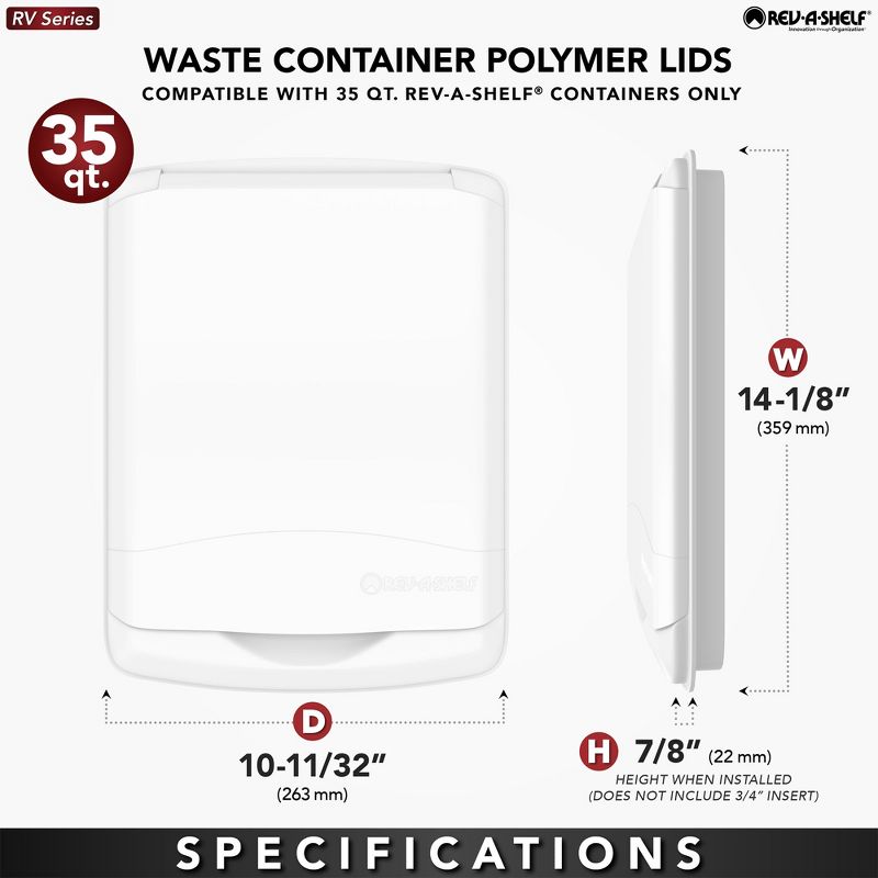 Rev-A-Shelf RV-35-LID-1 35 Quart Waste Container Trash Recycling Lid, 3 of 7