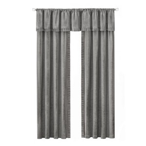 Kate Aurora Modern Lux Complete 3 Piece Chenille Curtain Panels & Valance Set - 1 of 2