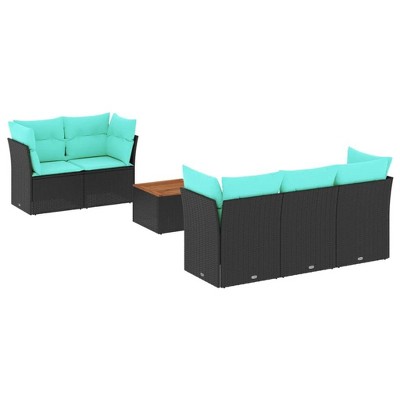 vidaXL 6 Piece Patio Sofa Set with Cushions - Black