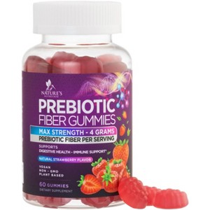 Fiber Gummies for Adults, Daily 4g Gummy Fiber Supplement, Prebiotic Gummy Digestive Health Support - Plant Based Soluble Fiber Chews - 60 Gummies - 1 of 4