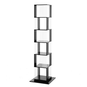 SEVOBAL 6 tier Rotating Bookshelf, Floor Rack Simple Bookcase Student Multi-Function Creative Bookshelf for Living Room, Black, 19.68"*19.68"*74.8" - 1 of 4