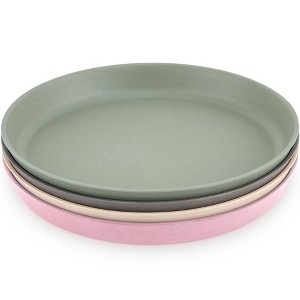 WeeSprout Bamboo Plates, Kid-Sized Bamboo Kids Plates, Dishwasher Safe Bamboo Plate for Kids, 4 pack - 1 of 4