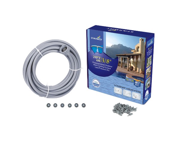 3/8" Preassembled Mist Cooling Kit, 20' - Gray - Sunneday