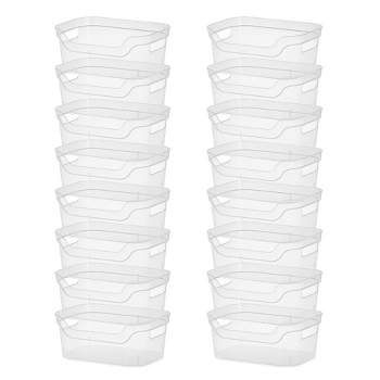 Sterilite 9.5 X 6.5 X 4 Inch Small Open Scoop Front Clear Storage Bin With  Comfortable Carry Through Handles For Household Organization (32 Pack) :  Target