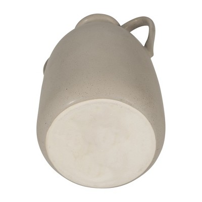 10" Beige Ceramic Vase with Dual Handles