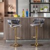 VASIP Set of 2 Bar Stools,with Chrome Footrest and Base Swivel Height Adjustable Mechanical Lifting Velvet + Golden Leg Simple Bar Stool - 4 of 4