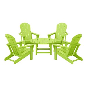 WestinTrends Malibu 5-Piece HDPE Folding Adirondack Chair Outdoor Patio Conversation Set - 1 of 4