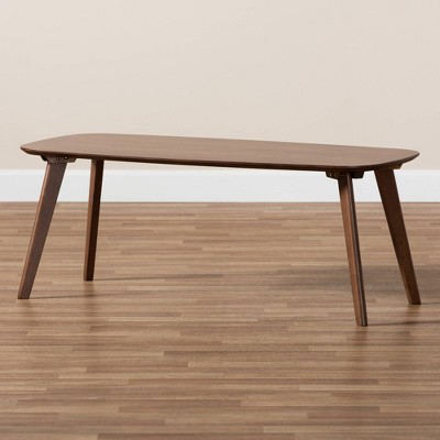 Dahlia Mid-Century Walnut Brown Round Wood Coffee Table