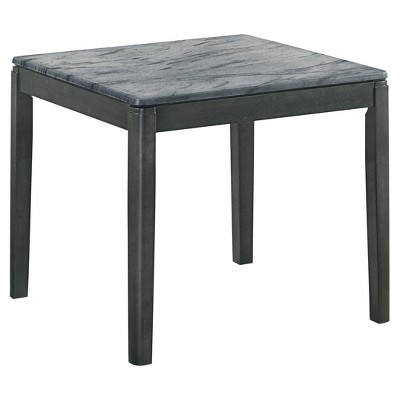 Gray Faux Marble and Black Square End Table