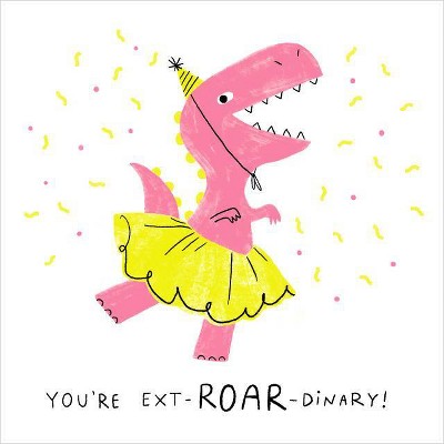 Cute Girl Dinosaur Birthday Card