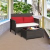 Tangkula 2PCS Patio Rattan Furniture Set Loveseat w/Coffee Table for Garden Porch Backyard Brown - 4 of 4
