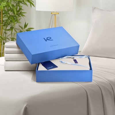 Kickoff Home Viscose from Bamboo Sheets Set 300 Thread Count 100% Organic Bamboo Viscose Cooling Bedding Sheets Hot Sleepers, Flat, Fitted, Pillowcase