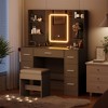 Makeup Vanity with Mirror and Chair, Power Outlet, Hairdryer Holder, 7 Drawers, 3 Lighting Modes Brightness Adjustable Dressing Table for Bedroom - 3 of 4