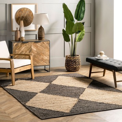 Handmade Black and Beige Cotton Jute Area Rug 3' x 5'