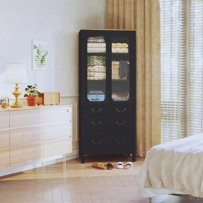 71.6 In. Black Kitchen Pantry Cabinet, Freestanding Tall Storage Cabinet