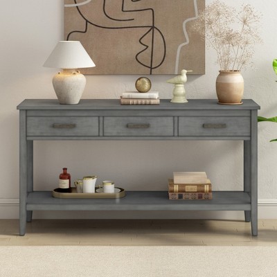 KIGFTSOD Contemporary 3-Drawer Console Table with 1 Shelf, Entrance Table for Entryway, Hallway, Living Room, Foyer, Corridor