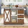 Rbied Wood 55.5 in. Kitchen Island Cart with Drop Leaf, Sliding Door and Adjustable Shelves - 2 of 4