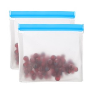 Unique Bargains Reusable Leakproof Zip PEVA Freezer Food Storage Bags 2 Pcs - 1 of 4