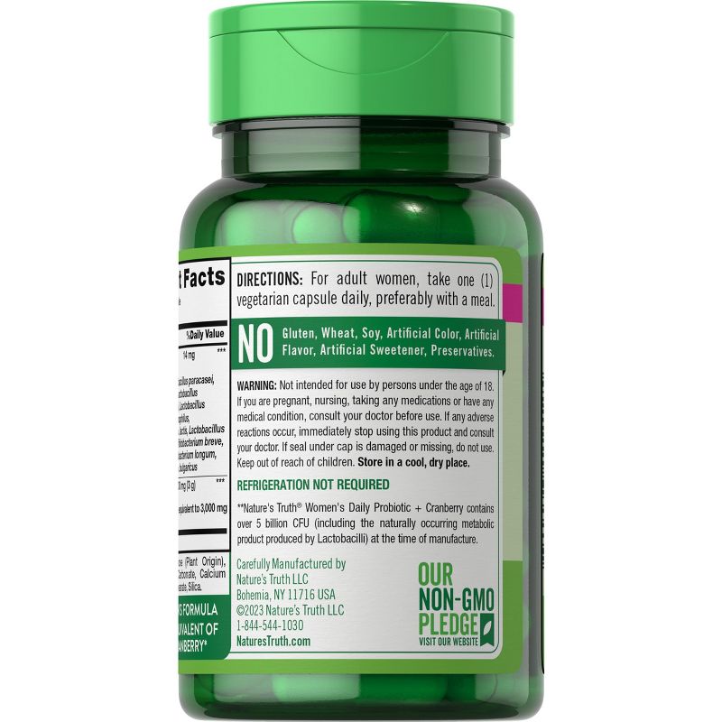 Nature's Truth Probiotics for Women with Cranberry | 5 Billion Active Cultures | 40 Vegetarian Capsules, 3 of 6