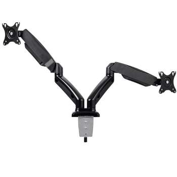Monoprice Smooth Full Motion Dual Monitor Adjustable Gas Spring Desk Mount - Black For Smaller Screens, Up to 27in Monitors, 14.3lbs Display Weight