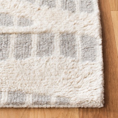 Ivory and Grey Hand Tufted Wool Shag Rug