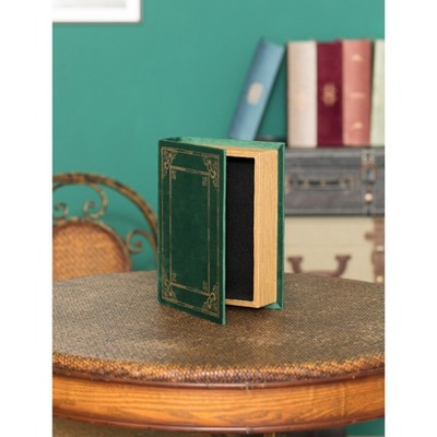 Vintage Green Velvet Book-Inspired Trinket Storage Box