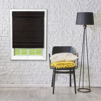 Espresso Bamboo Cordless Blackout Roman Shade 23" W x 64" L