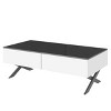 Zeus & Ruta 47.3" Rectangular Mirror Coffee Table with Black High Gloss Top, Metal Base & 2 Storage Drawers - 2 of 4
